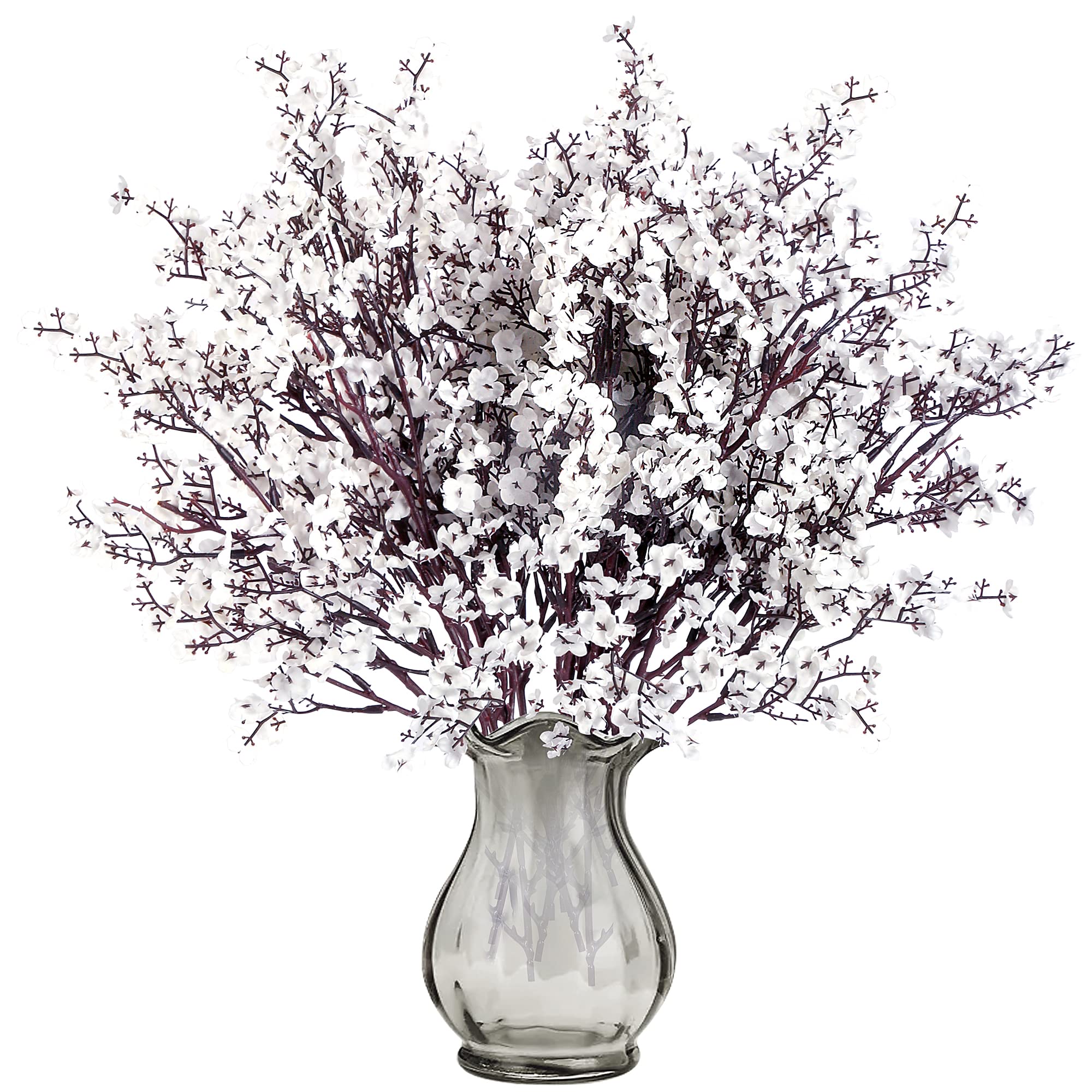6 Pcs Babys Breath Artificial Flowers Gypsophila Bouquets Bulk Real Touch Fake Silk Flowers for Home Wedding DIY Floral Arrangement Kitchen Table Centerpiece Festival Decoration (White)