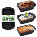 NutriChef 4-Piece Loaf Pan Set, Non-Stick Bread Loaf Pans with Easy Grip Handles, Heavy Gauge Carbon Steel Bakeware for Baking Bread, Cakes, and Casseroles, 11.61" x 5.98" x 2.56" Inch, Black