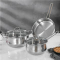 Beauenty 5 Pcs Stainless Steel Cookware Set,Saucepan,Fry Pan,Milk Pan,Ergonomic Handles,All Cooktop Compatible,Dishwasher Safe,Food-Grade Stainless Steel,DurableStylish Kitchen Essentials