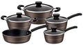 Tramontina Sicilia 9 Pieces Hazelnut Aluminum Cookware Set with Interior and Exterior Starflon Excellent PFOA Free Nonstick Coating