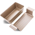 KASTWAVE Non-Stick Meatloaf Pan with Drain Bread Loaf Pan Set, 2-in-1 Large 9X 5 Healthy Coating Nonstick Roaster Pan with Drain Drip Tray, Champagne Gold