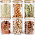 GGerou Glass Storage Jar with Bamboo Lids,Glass Airtight Canisters sets,Spice Jar, Pantry Organization and Storage Containers Ideal for Sugar, Coffee, Cookie, Candy,Cereals (1000ml/35.2 oz, Set of 6)