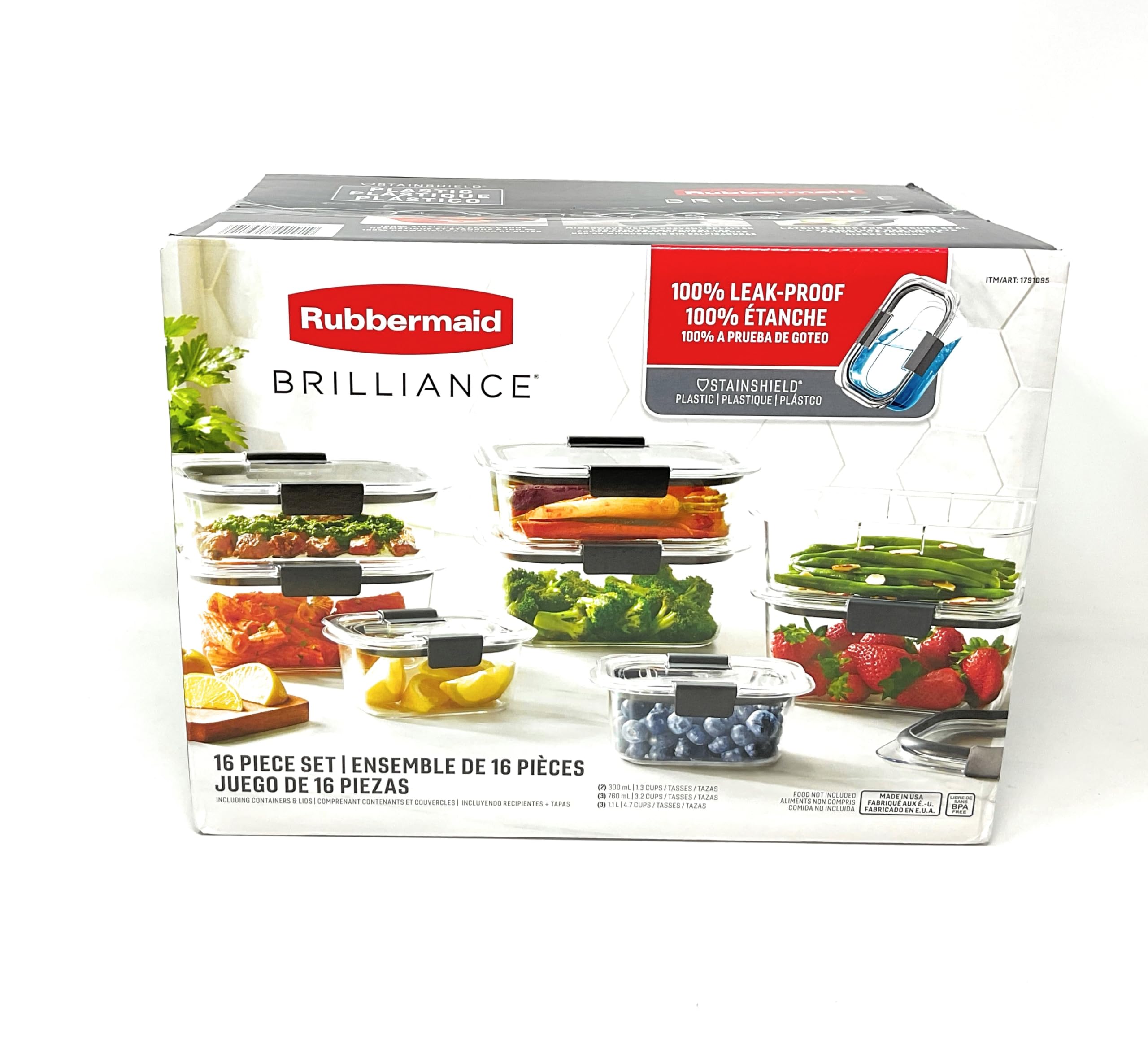 Rubbermaid Brilliance Food Storage Containers With Lids - 16 Piece Set