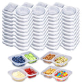 40PCS Double Compartment Condiment Container Reusable Snack Container 2 Leakproof Condiment Containers With Lids Snack Pack Sauce Containers Clear Pots Used Condiments, Snack, Dipping Sauce