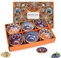 Ceramic Rice Bowls 10 oz, Bohemian Style Serving Bowls, Kitchen Tableware, Retro Bowl Gift Set for Cereal, Soup, Snacks, Dessert, Fruit (Pack of 6)