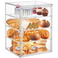 Angju Large Bread Box For Kitchen Countertop Pastry Display Case - 4 Layers Adjustable Storage Container,Clear Boxes Counter,Breads Airtight,Bread Holder Bagel,Muffins
