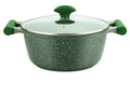 Prestige Essentials Non-Stick Casserole with Glass Lid 20Cm | Granite Coated Induction Compatible Aluminium Cooking Pot | Green - PR81108