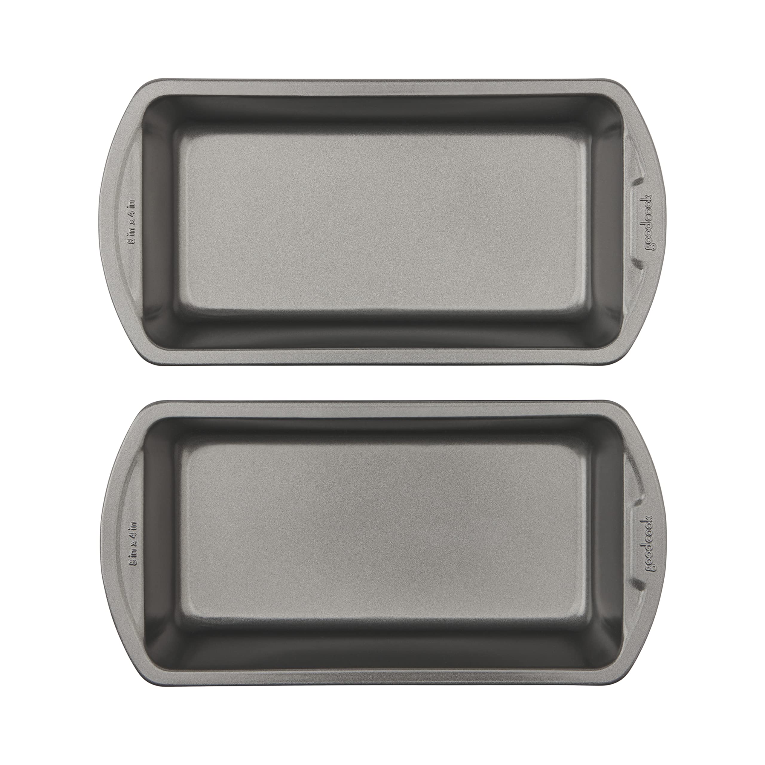 GoodCook Set of 2 Medium 8" x 4" Nonstick Steel Bread Loaf Pans, Gray