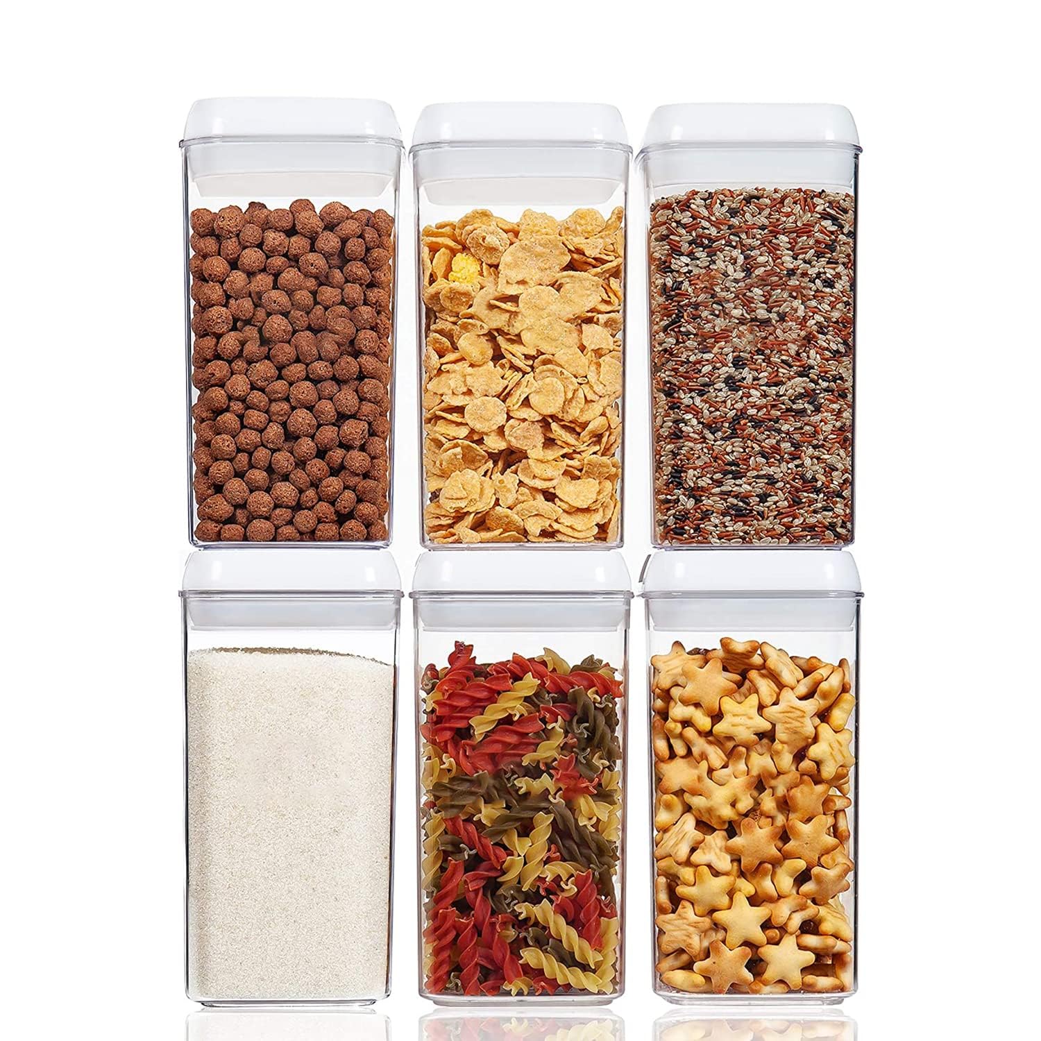 Airtight Food Storage Containers Set with Lock Lids,Pantry Organization Plastic Storage Jar Storage Tank for Cereal,Coffee, Sugar - Moisture Proof,BPA Free & Stackable Design… (L: 1200ML)