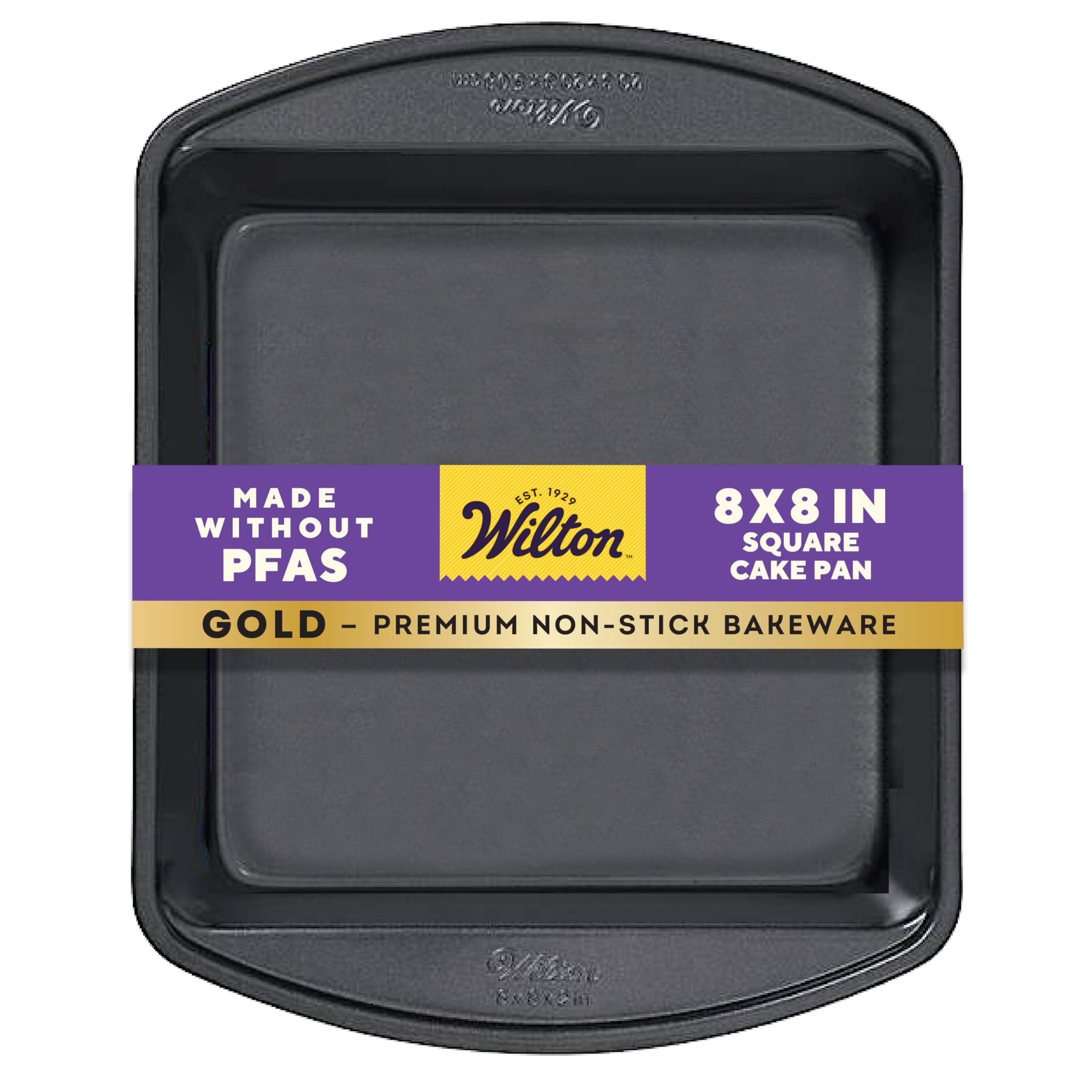 Wilton Gold Premium Non-Stick Warp-Resistant Bakeware, Made without PFAs, Square Pan, 8 x 8 x 2 in, Packaging May Vary