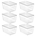 Vtopmart 6 Pack Clear Stackable Storage Bins with Lids, Plastic Container Boxes with Handle for Pantry Organizer, Perfect for Bathroom, Cabinet, Kitchen, Fridge, Closet Organization, Large
