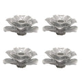 Home Decoration Accessories Silver Ceramic Candle Holder 12 Petal Flower Shape Taper Candle Wedding Table Dining Table Set of 4