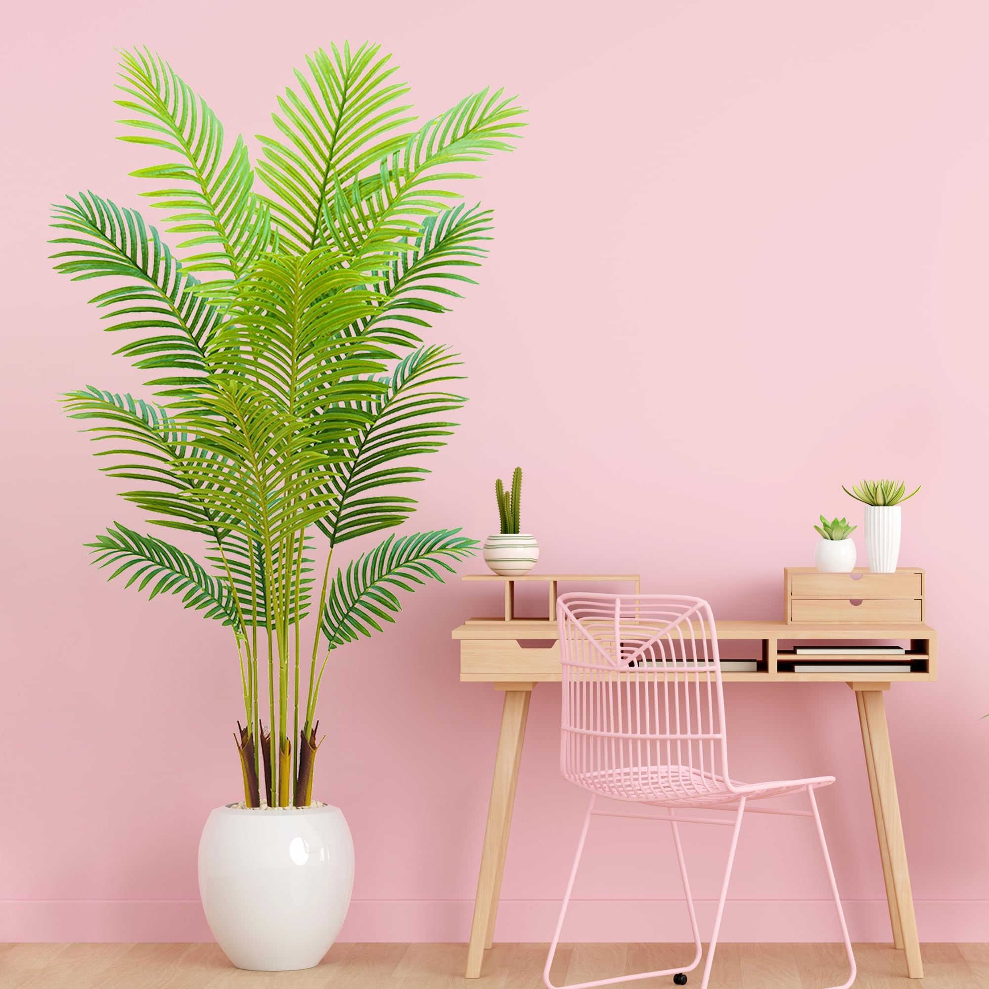 Artificial Palm Tree Indoor 5ft with White Pot,Realistic Leaves and Adjustable Branches and 12 Trunks- Ideal for Home Decor in Living Rooms, Offices, and Bedrooms (Palm Tree?160CM?)