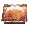 Tobacco Leaf Print Crystal Cigar Ashtray, For 4 Cigars, Custom Gift Box