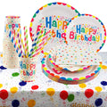 MAKINGTEC 102 Pcs Birthday Party Tableware Set Party Paper Plates Cups Napkins Tablecloth Straws Birthday Party Supplies Decorations for 20 Guests