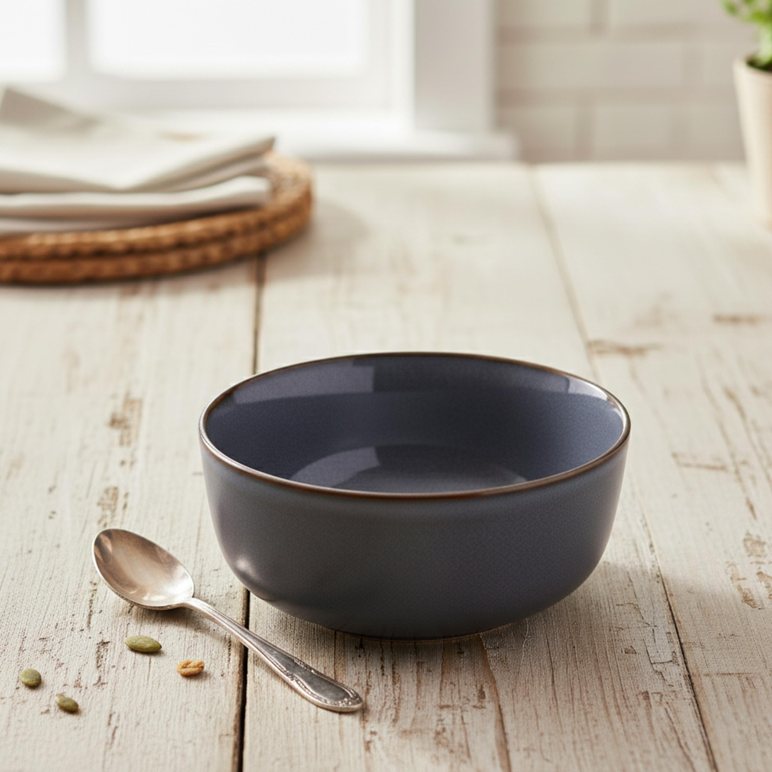 Cuisine Art Premium Ayma Stoneware Bowl - 16cm, Blue Elegant Dining Bowl Microwave & Dishwasher Safe (Set of 1)