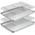 Angju Stainless Steel Baking Sheet with Rack Set [2 Pans + 2 Racks], Cookie Sheet with Cooling Rack, Size 31.5*24.5*2.5cm, Non Toxic & Heavy Duty & Easy Clean