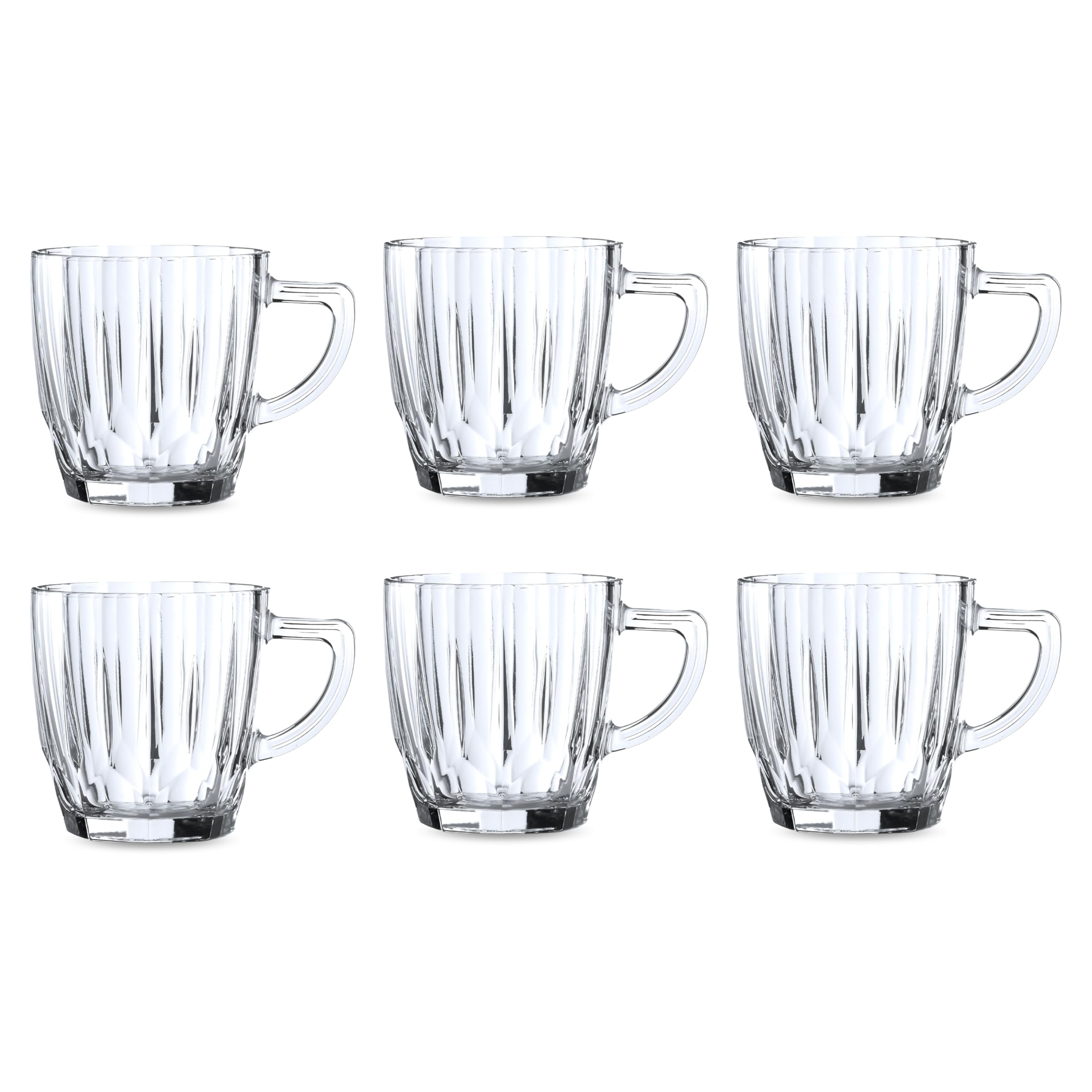 FEELINGS Glass Coffee and Tea Mug, 208ml, Crystal Clear, Heat-Resistant 6pcs set