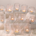 DARJEN 12Pcs Clear Votive Candle Holders with 12Pcs Tea Lights Candles- Glass Candle Holders Bulk, Embossed Candle Votives for Wedding Centerpiece, Various Parties & Home Decor
