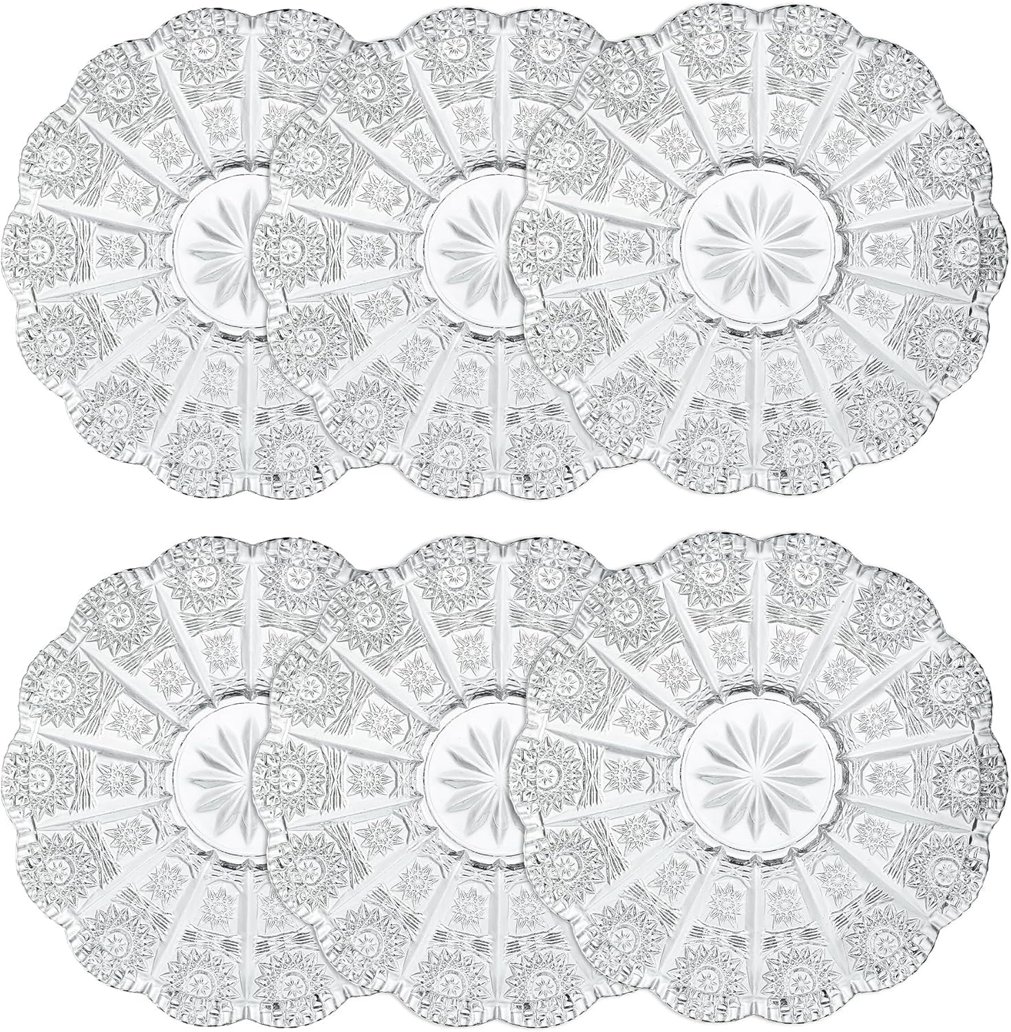 Dessert Plates Set of 6-5.5 Inch Clear Glass Plates, Decorative Salad & Sweetie Tray for Appetizers, Small Meals, and Salads, Elegant Vitreous Dinner Dishes for Home Dining