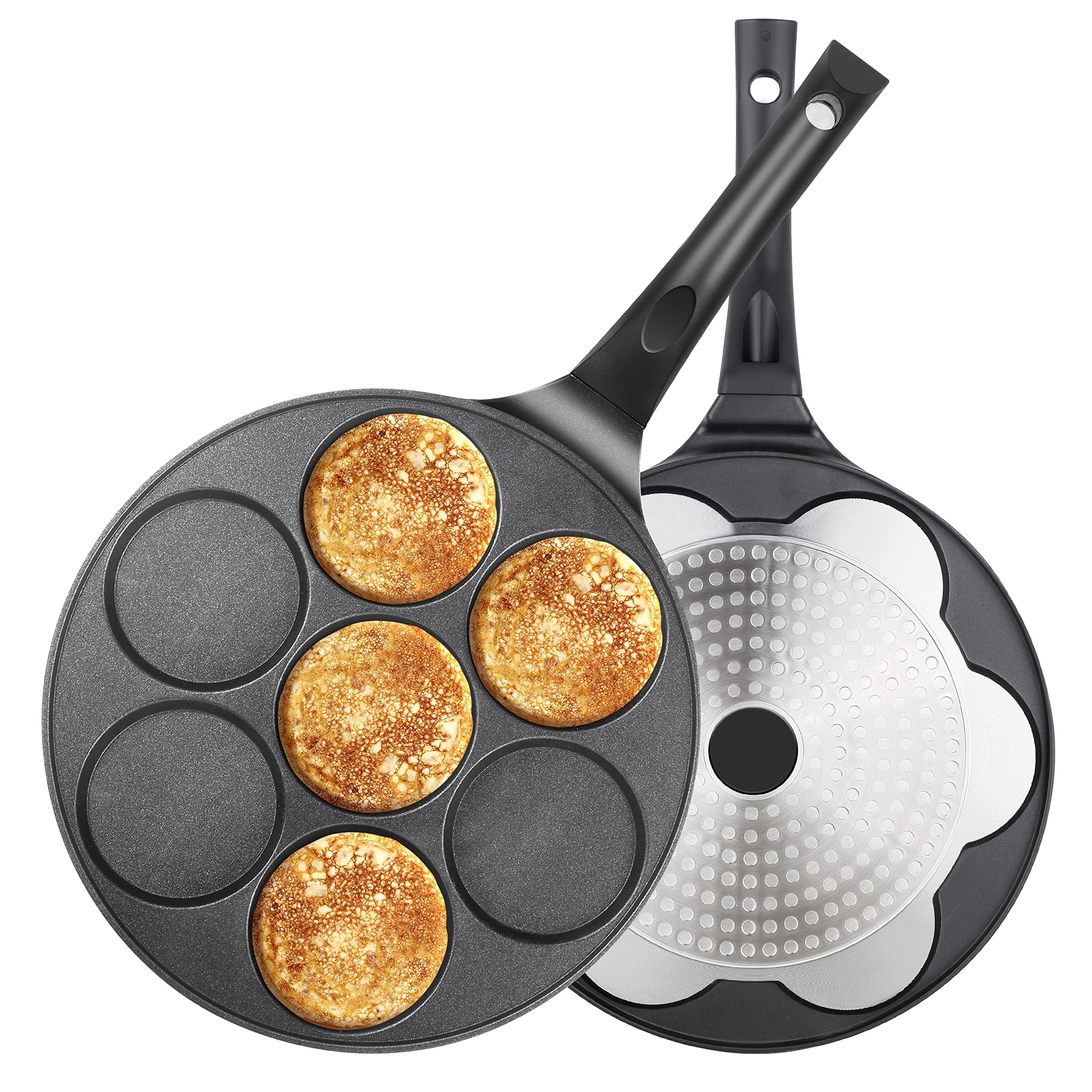 TERRIFI 7-Hole Nonstick Pancake Pan, PFOA-Free, Suitable for All Cooktops
