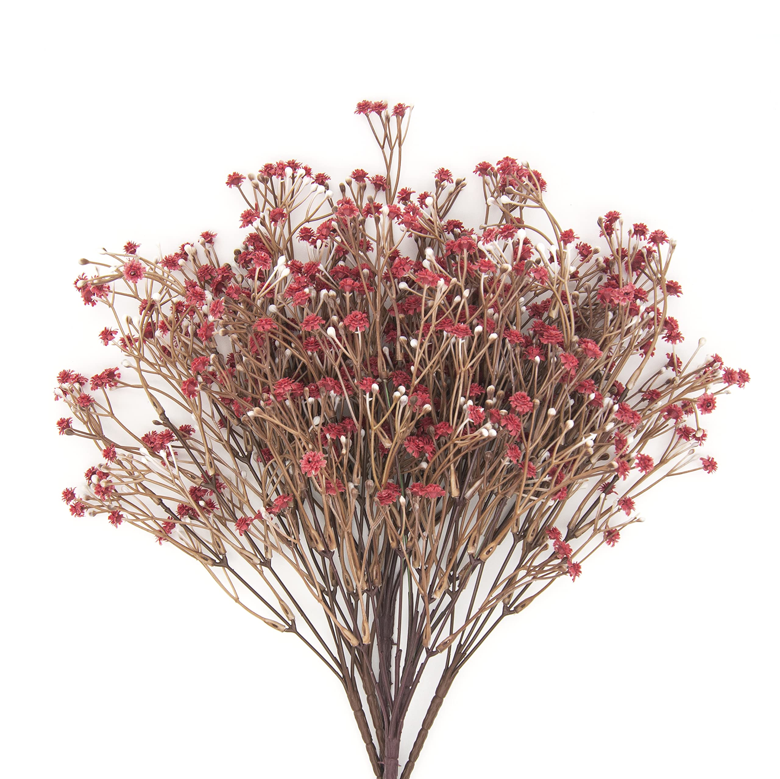 6pcs Artificial Baby Breath Flower Fake Gypsophila Plants Bouquets For Wedding Home DIY Decoration (Red,35cm)