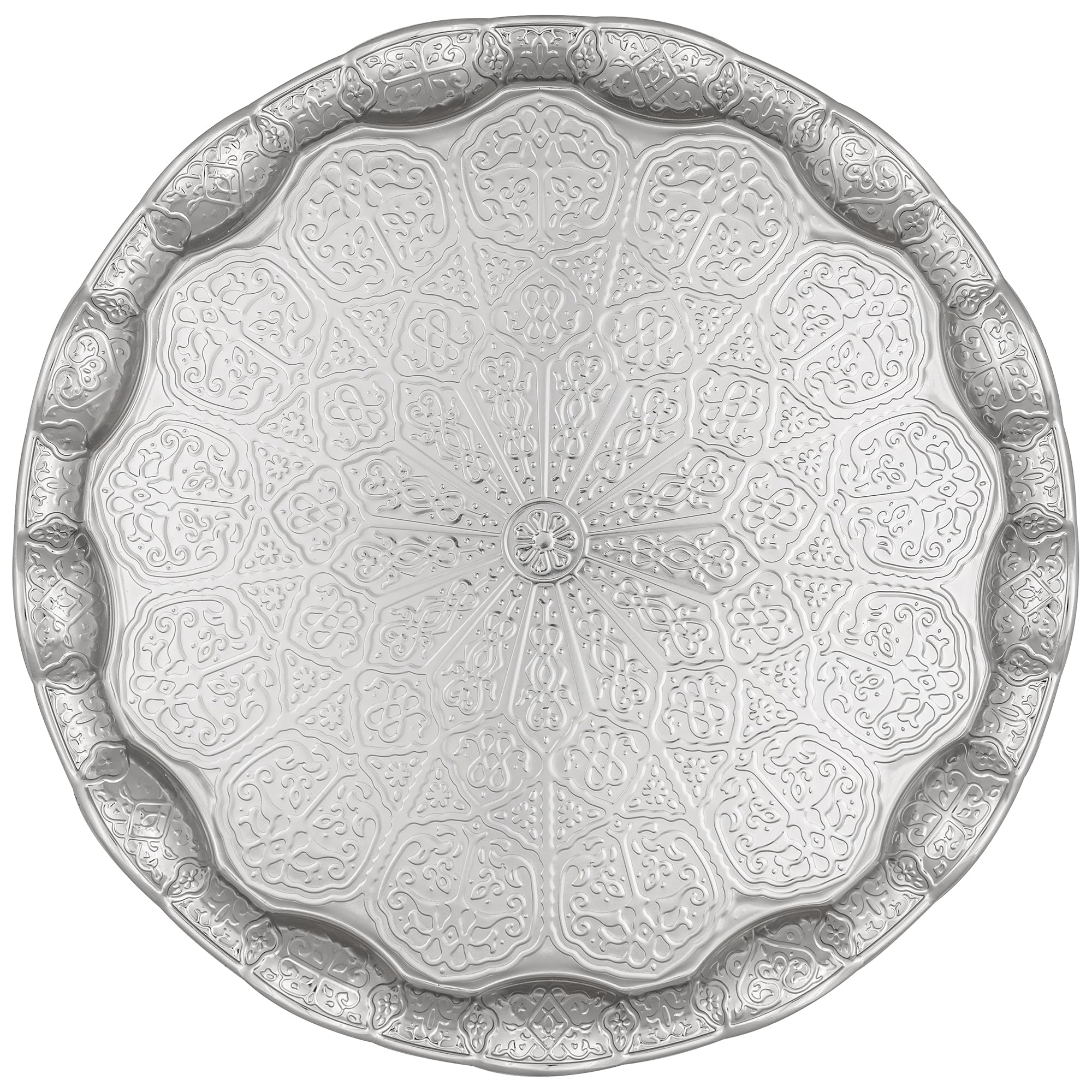 Alisveristime Turkish Ottoman Coffee Tea Beverage Serving Wavy Tray 35cm (Gray)