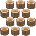 Wooden Tea Light Candle Holders, Rustic Wood Votive Candle Holder Set for Wedding Centerpieces for Table, Diwali Halloween Christmas Party Valentine's Day Home Decoration, 12Pcs