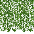 Fake Vines, 12 Pack 84 Feet Artificial Hanging Plants Silk Green Leaf Garlands Home Office Garden Outdoor Wall Greenery Cover Jungle Party Decoration
