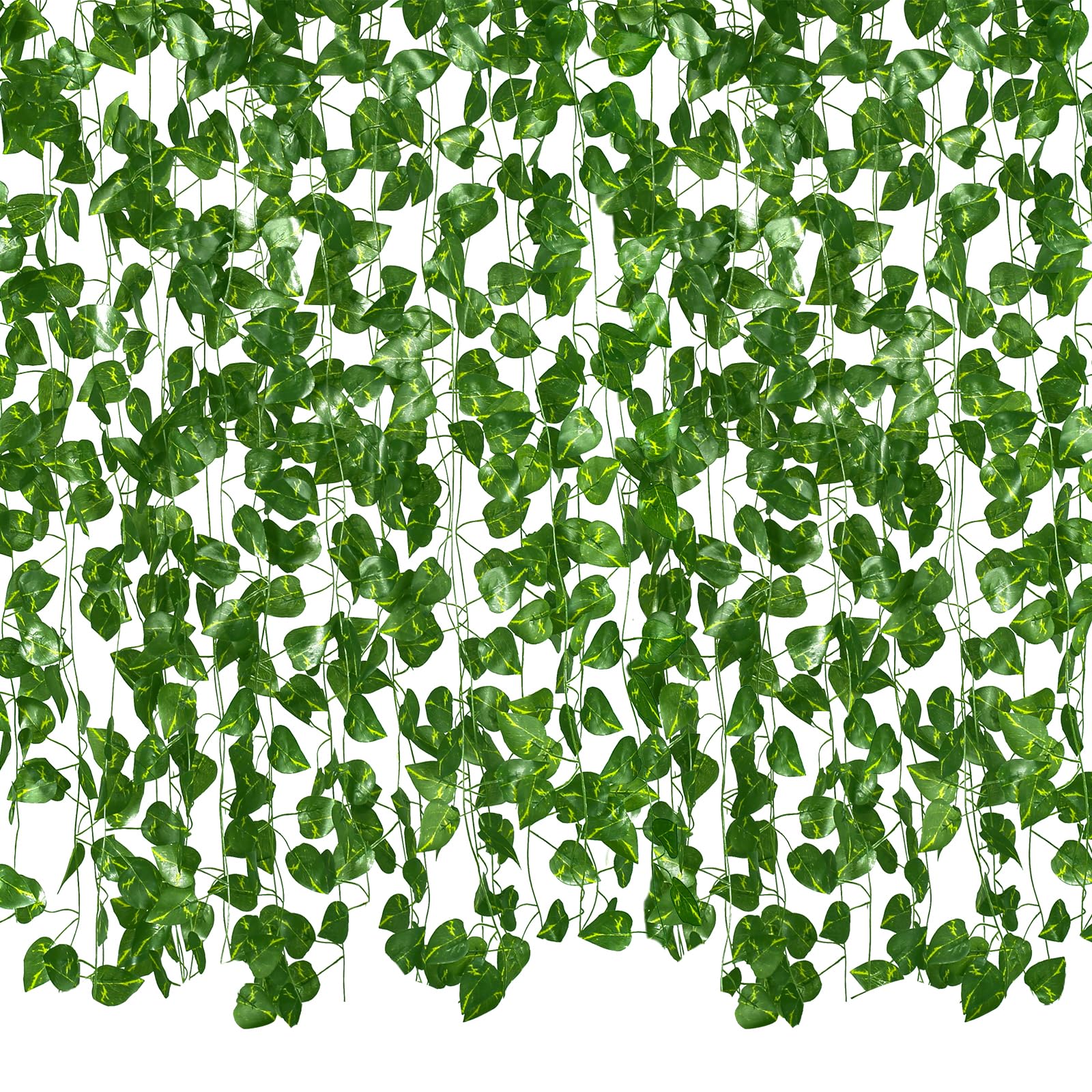 Fake Vines, 12 Pack 84 Feet Artificial Hanging Plants Silk Green Leaf Garlands Home Office Garden Outdoor Wall Greenery Cover Jungle Party Decoration