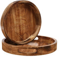 Bedding Craft Set of 2 Countertop Wooden Fruit Tray Baskets Decorative Rustic Wood, Natural Burnt 12x12x1.5 Perfect For Kitchen Bathroom Pantry General Storage Space