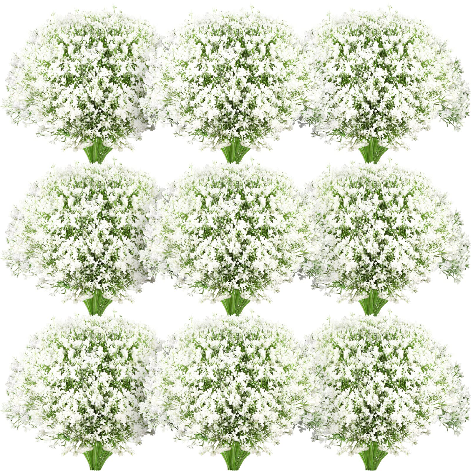 Artificial White Flowers Plastic Baby Breath Flowers Faux Gypsophila DIY Floral Bouquets Arrangement Baby Breath Wedding Party Decoration for Bridal Shower Party Home Office Garden Decor (100 Pieces)