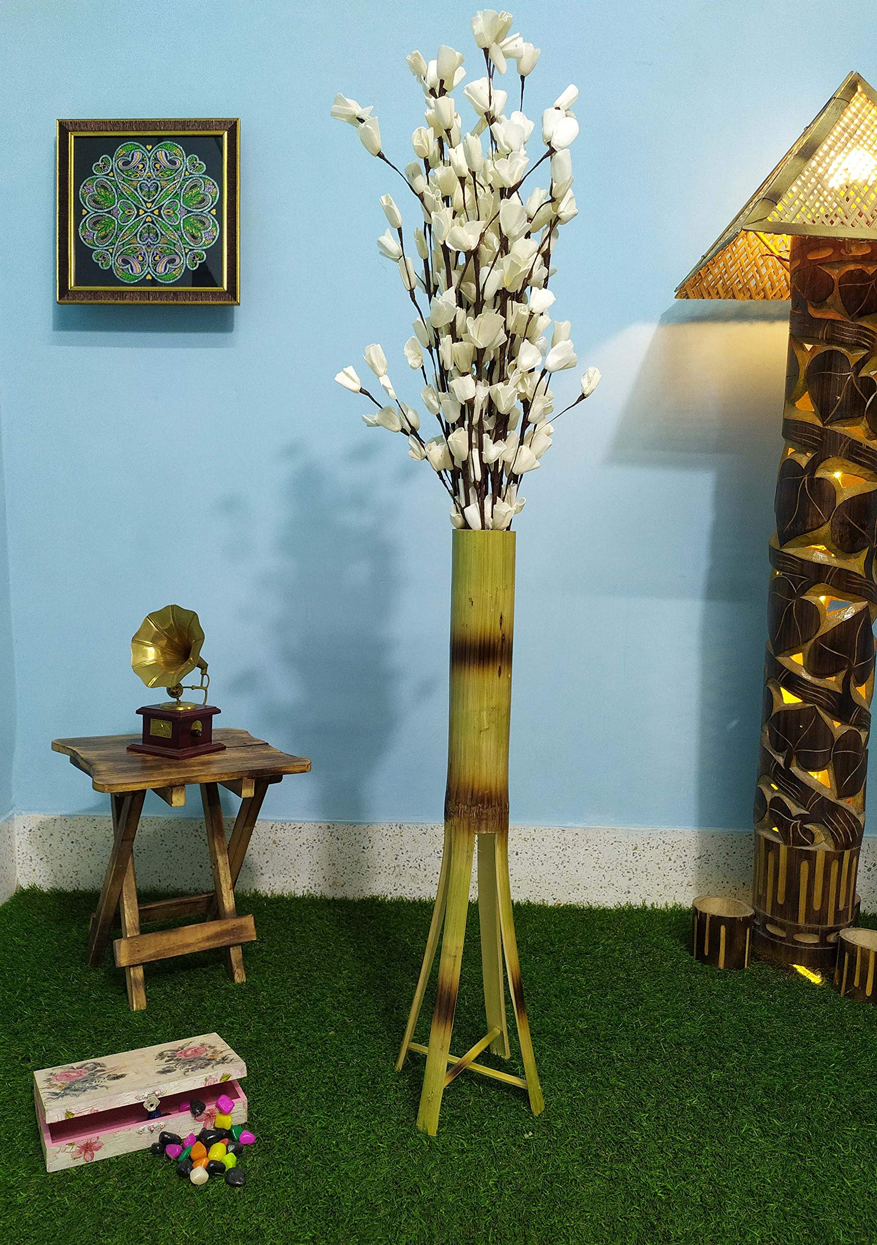 White Lily Long Artificial Flora Handmade Dry Flower Sticks Multi Color