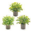 Artificial Potted Plants with Flowers, Vivid Home Decorations, Mini Fake Plants, Potted Plants Table Décor, Office Greenery, Bathroom Knick Knack's - (Set of 3, White, Yellow, Purple)