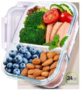 Prep Naturals Glass Meal Containers 2 Compartment - Food Storage With Lids Divided Lunch Container 24 Ounce